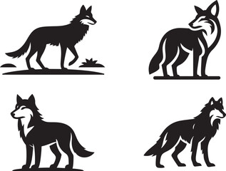 Wolf silhouette vector with white background