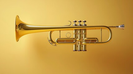 Obraz premium Playing the trumpet, brass instrument gleaming, music stand, soft room light
