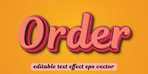 Order red color text style effect template editable text effect eps vector