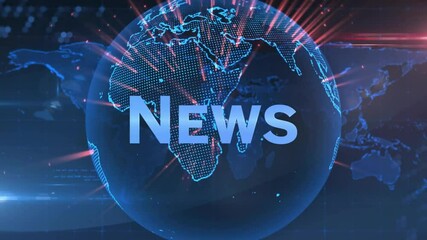 Animation of news text and data processing over globe - Powered by Adobe