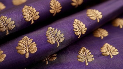 Fototapeta premium Traditional Indian motifs, in gold, on a deep purple background, elegant simplicity