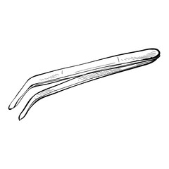 tweezers handdrawn illustration