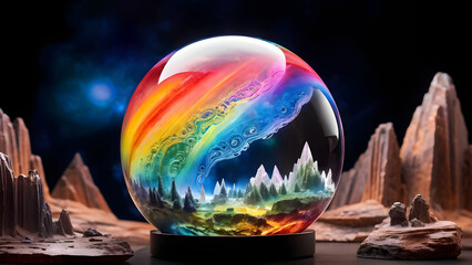 Fantasy World Inside a Crystal Ball