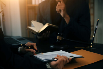 Law theme, gavel or mallet of the judge, lawyer enforcement officers, evidence-based cases taken into account in the court abount business, legislation.