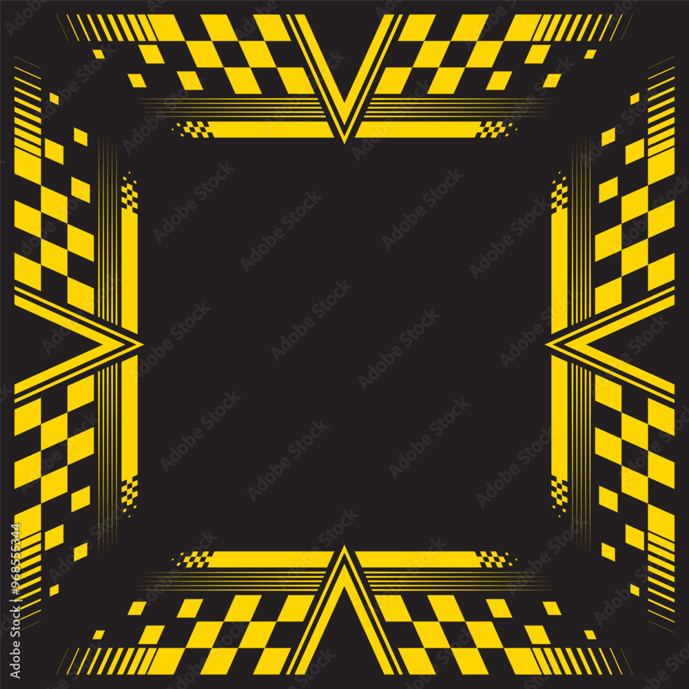 Wall mural Checkered flag racing halftone frame