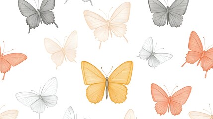 Seamless Pattern with Watercolor Butterflies
