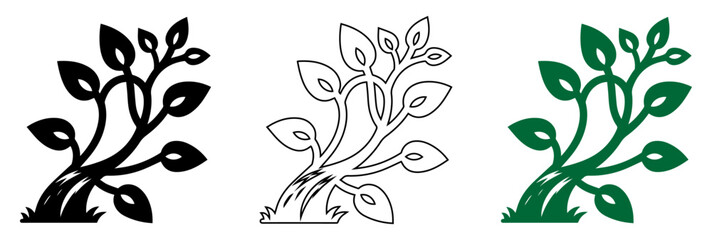 Obraz premium Decorative Tree with Leaves Vector Design set.