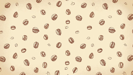 Seamless Coffee Bean Pattern on Beige Background