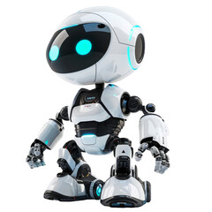 Cute robot isolated on white background. Friendly assistant with artificial intelligence