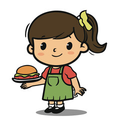 
lunch lady, simple cartoon, white background