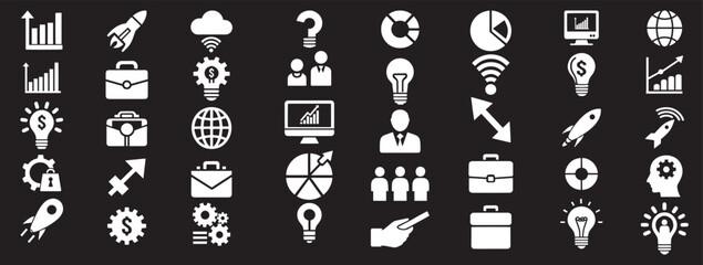 Obraz premium Business Infographics Icon Set for Audience Analysis Market Segmentation Buyer Profiles and Corporate Development