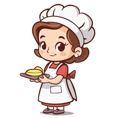 
lunch lady, simple cartoon, white background