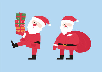 Santa character holding a gift