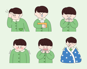 a child character with a cold