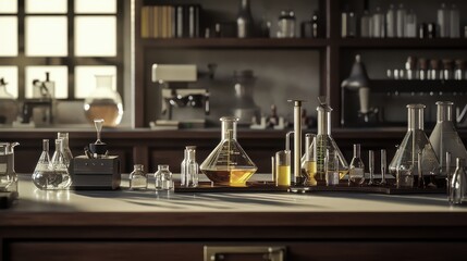 Fototapeta premium Classic Laboratory Background with Vintage Equipment 