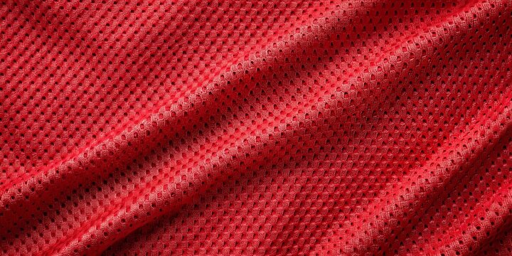 Red football jersey fabric texture with a top view