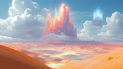 A realm of imagination where dreams and fantasy merge into endless possibilities. The vibrant atmosphere inspires creativity, evoking feelings of wonder, adventure, and boundless discovery.