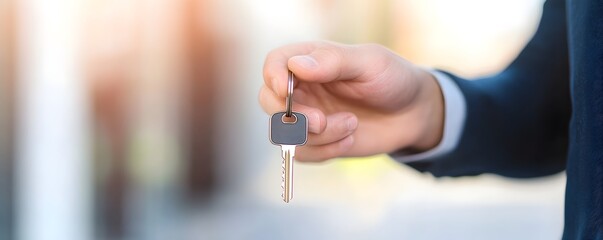 Urban Dream Realized - Joyful New Homeowner Receives Keys to Modern City Townhouse from Real Estate Agent Celebrating a New Chapter in Thriving Urban Living