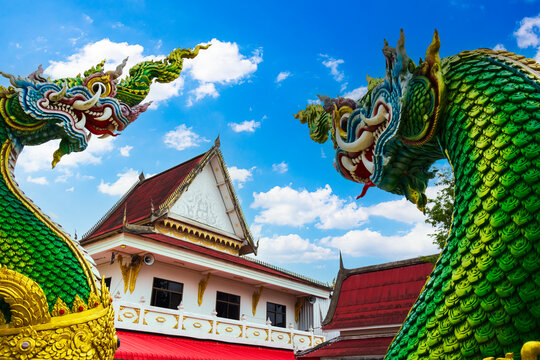 Wat Muang Hom Buddhist temple in Bang Klam District, Songkhla Thailand with blue sky
