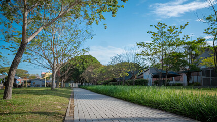 Serene Path Through a Green Urban Oasis