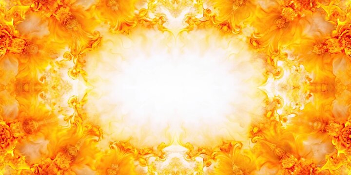 A symmetrical white background with a vibrant combination of yellow and orange creating a striking and eye catching space for adding copy, graphic, simplicity, space for text, bold