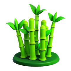 3D model of fresh green bamboo shoots gathered into a bush