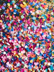 Confetti cascading in multiple colors, festive overlay