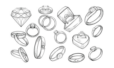 ring jewelry handdrawn collection