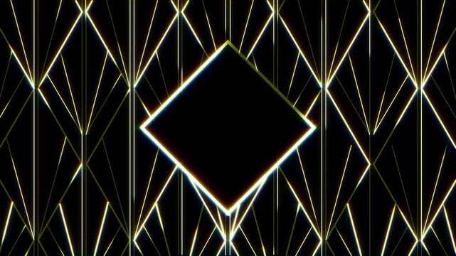 アールデコの菱形模様 シームレスなベクトルパターン　金色のモダンで輝く装飾アニメーション