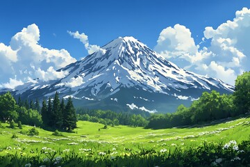 Fototapeta premium Beautiful mountain landscape at Caucasus mountains colorful painting looks like picture.