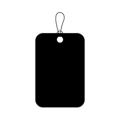Blank black paper price tag or gift tag shape. Discount tag icon shape with rope for store
