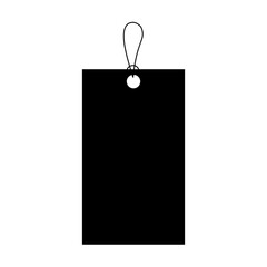 Blank black paper price tag or gift tag shape. Discount tag icon shape with rope for store