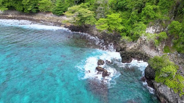 Aerial Footage of Waves Pounding Rocky Coastlines