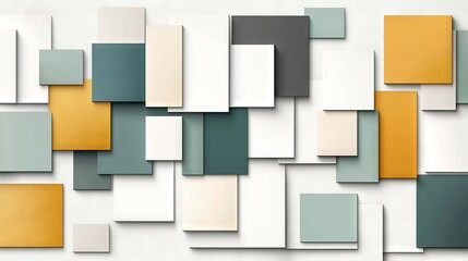   White walls with yellow and gray squares