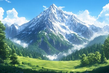 Obraz premium Beautiful mountain landscape at Caucasus mountains colorful painting looks like picture.