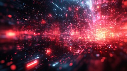 Fototapeta premium Abstract digital illustration of vibrant, flowing data streams.