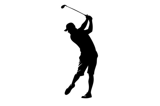 recommend clip art: golf boy silhouettes. golfer abstract vector silhouette on white background.