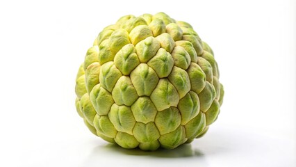 Fototapeta premium sugar apple tree, sweetsop, fresh, creamy flesh, exotic, delicious, juicy, Fresh Custard Apple with a smooth green skin and creamy white flesh isolated on a white background
