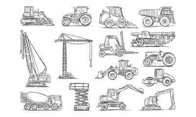 engineering vehicle handdrawn collection