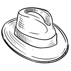 fedora hat handdrawn illustration