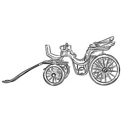 Obraz premium old horse drawn carriage handdrawn illustration
