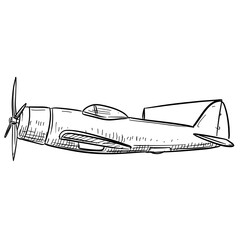 old warplane handdrawn illustration