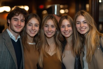 Fototapeta premium Alumni networking event with graduates from prestigious universities reconnecting and building professional relationships