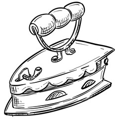 antique clothes iron handdrawn illustration