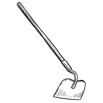 garden hoe handdrawn illustration