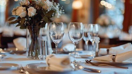 Table set for an event party or wedding reception