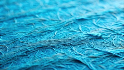 Obraz premium natural, tactile, paper, handcrafted, depth of field, abstract, A close up image showcasing the intricate and tactile texture of blue handmade paper captured with a shallow depth of field
