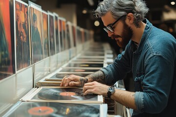 Naklejka premium Hands carefully designing custom vinyl records, adding personalized touches to create a one-of-a-kind album