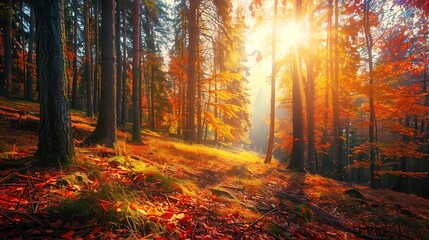 Obraz premium The forest in autumn colorful