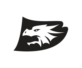 Dragon head in D flag logo icon design vector illustration